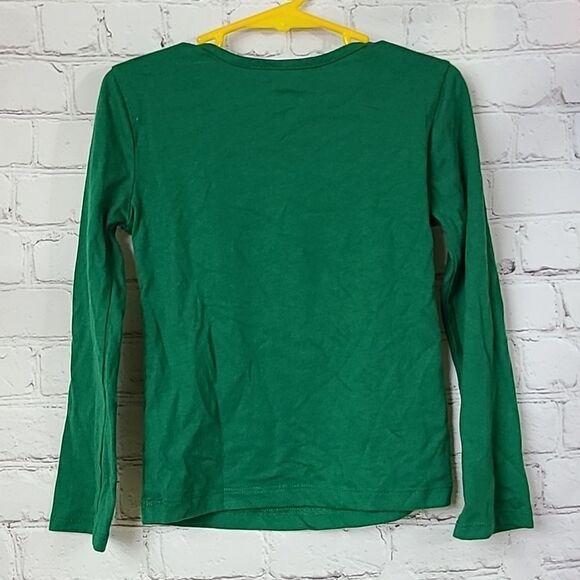 Santa Squad Girls 4/5 Santa Unicorn Reindeer Green Holiday T-Shirt Glitter Tee - Picture 5 of 5